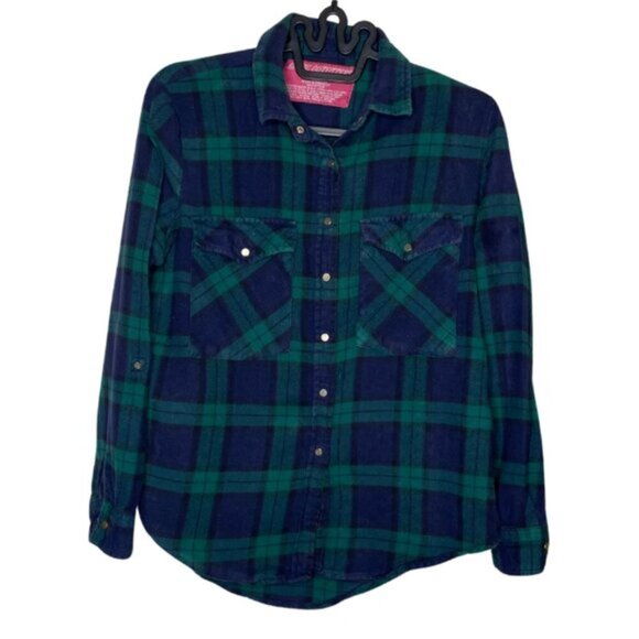 Rustic Outfitters Vintage Women's Plaid Snap Button Down Shirt XL Dark Academia - Picture 3 of 4